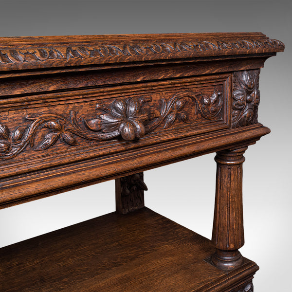 Large Antique Buffet, Scottish, Oak, Server, Sideboard, Gothic Taste, Victorian