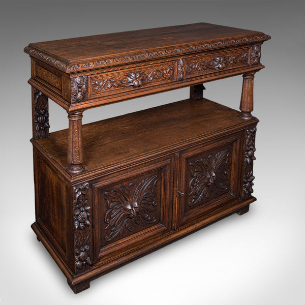 Large Antique Buffet, Scottish, Oak, Server, Sideboard, Gothic Taste, Victorian