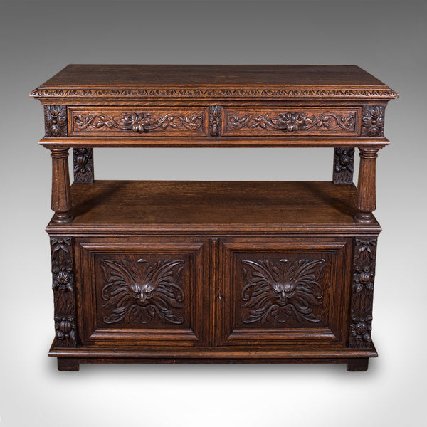 Large Antique Buffet, Scottish, Oak, Server, Sideboard, Gothic Taste, Victorian