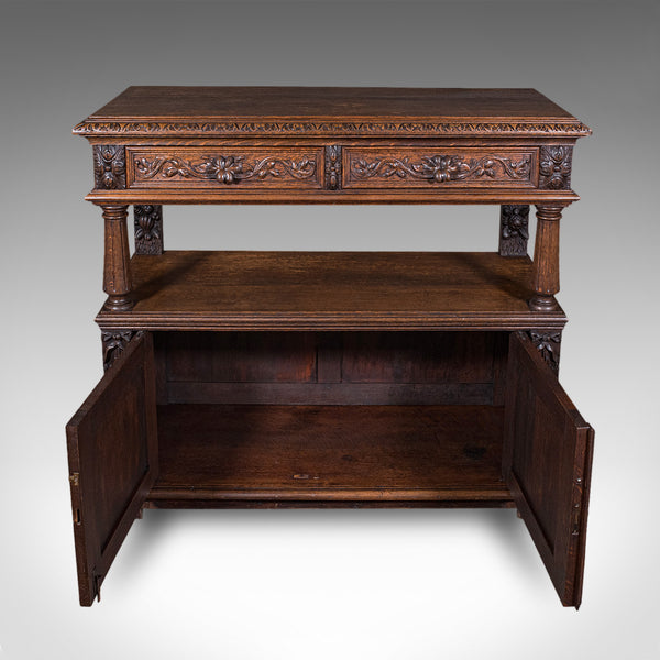 Large Antique Buffet, Scottish, Oak, Server, Sideboard, Gothic Taste, Victorian