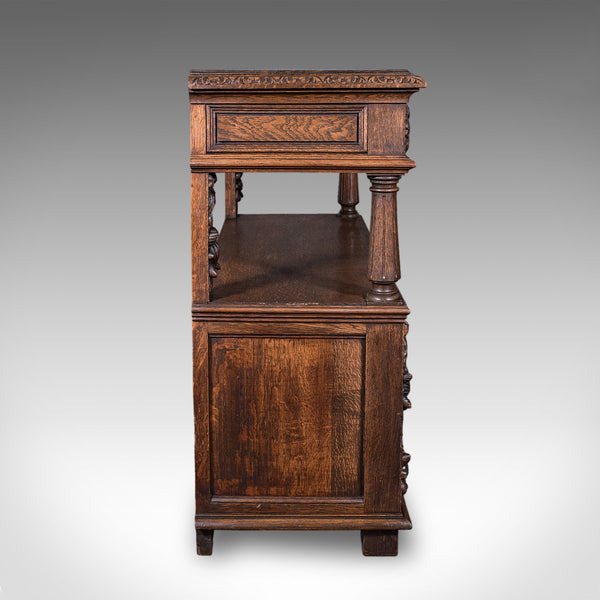 Large Antique Buffet, Scottish, Oak, Server, Sideboard, Gothic Taste, Victorian
