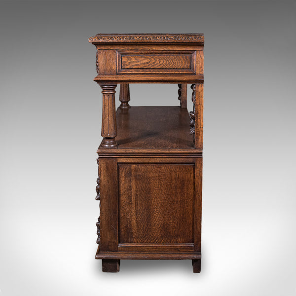 Large Antique Buffet, Scottish, Oak, Server, Sideboard, Gothic Taste, Victorian