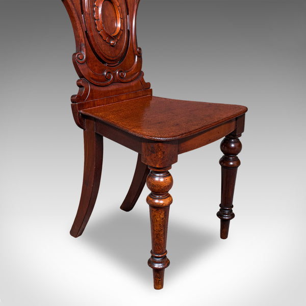 Antique Shield Back Hall Chair, Scottish, Walnut Reception Seat, Side, Victorian