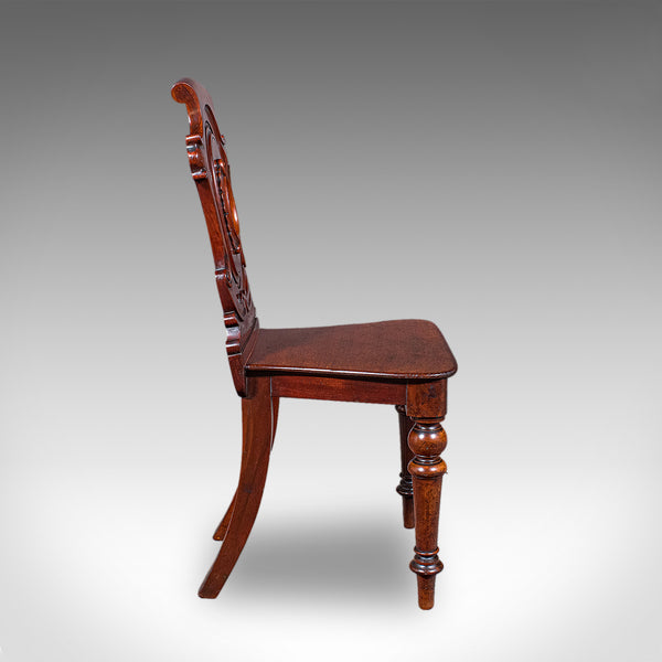 Antique Shield Back Hall Chair, Scottish, Walnut Reception Seat, Side, Victorian