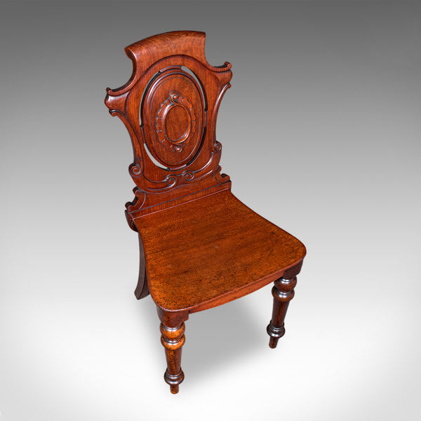 Antique Shield Back Hall Chair, Scottish, Walnut Reception Seat, Side, Victorian
