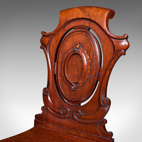 Antique Shield Back Hall Chair, Scottish, Walnut Reception Seat, Side, Victorian