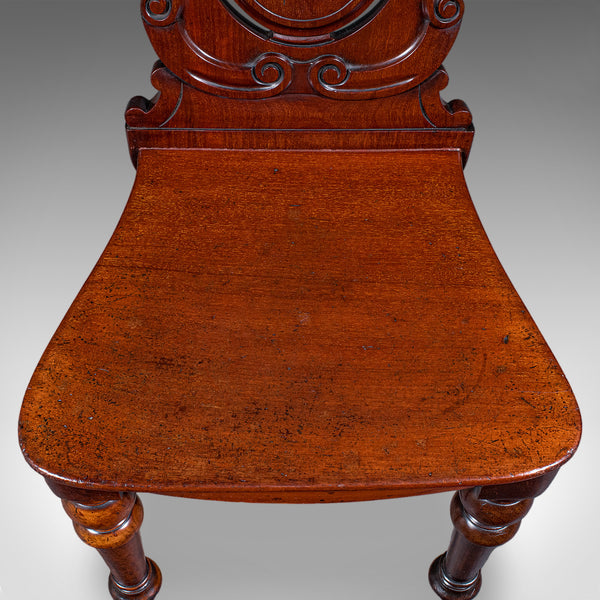 Antique Shield Back Hall Chair, Scottish, Walnut Reception Seat, Side, Victorian
