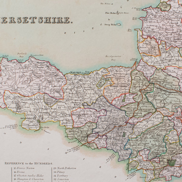 Antique County Map of Somerset, English, Framed Cartography, Regency, Circa 1830