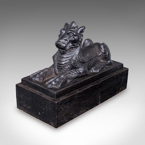 Antique Guardian Lion Door Keeper, English, Iron, Mythology, Doorstop, Victorian