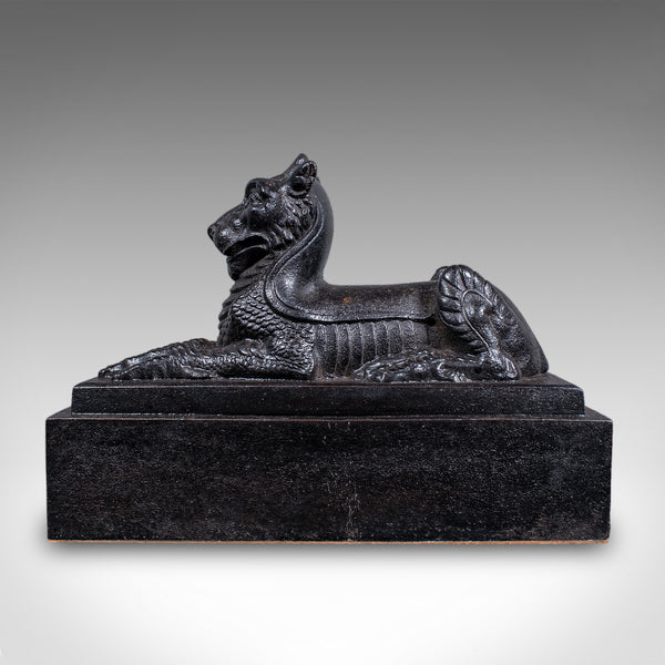 Antique Guardian Lion Door Keeper, English, Iron, Mythology, Doorstop, Victorian