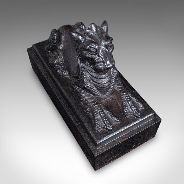 Antique Guardian Lion Door Keeper, English, Iron, Mythology, Doorstop, Victorian