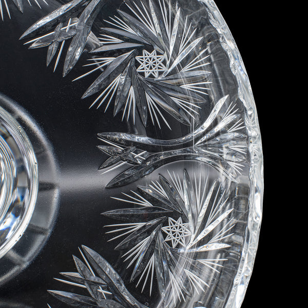 Vintage Pedestal Fruit Bowl, English, Cut Glass, Presentation Display Dish, 1960