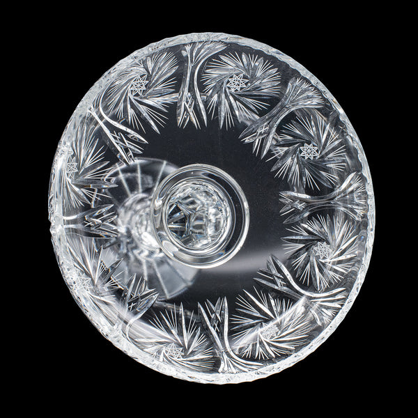 Vintage Pedestal Fruit Bowl, English, Cut Glass, Presentation Display Dish, 1960