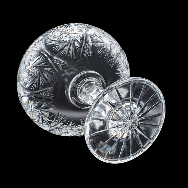 Vintage Pedestal Fruit Bowl, English, Cut Glass, Presentation Display Dish, 1960
