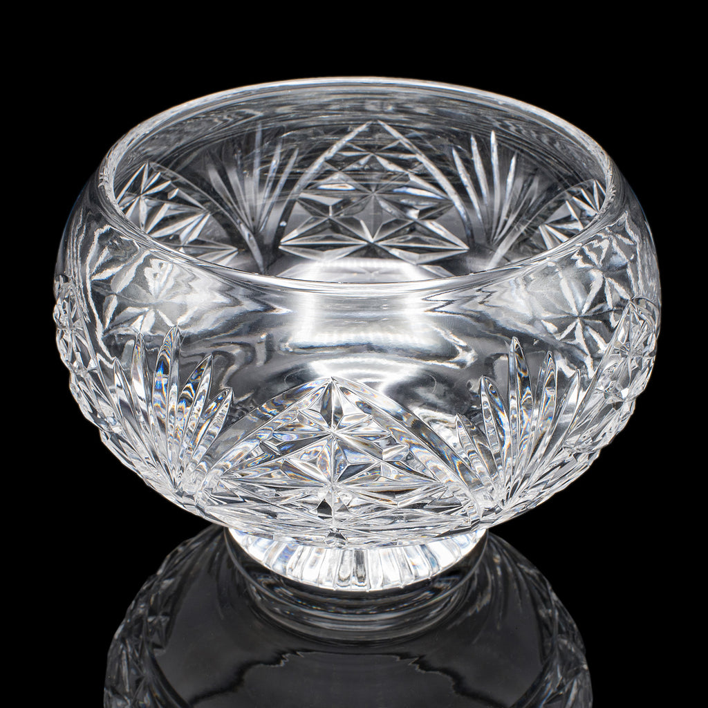 Vintage Rose Bowl, English, Cut Crystal, Posy, Potpourri, Fruit Dish, Circa 1970