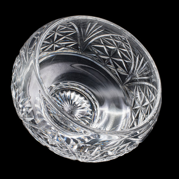 Vintage Rose Bowl, English, Cut Crystal, Posy, Potpourri, Fruit Dish, Circa 1970