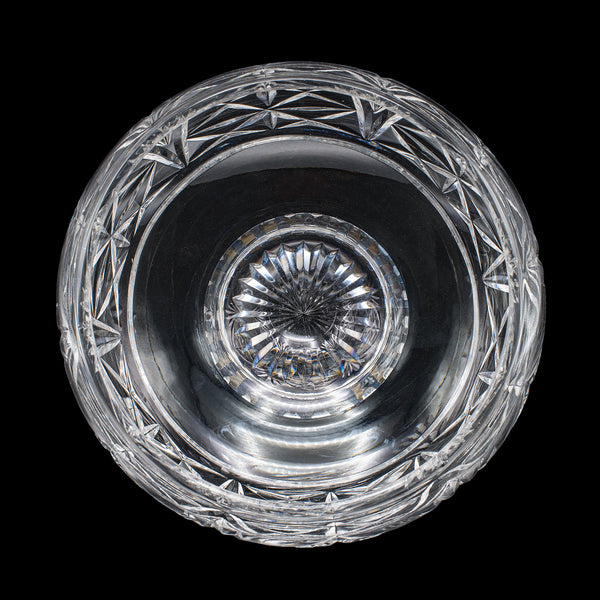 Vintage Rose Bowl, English, Cut Crystal, Posy, Potpourri, Fruit Dish, Circa 1970