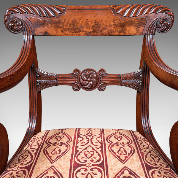 Pair of Antique Morning Room Elbow Chairs, English, Reception Seat, William IV