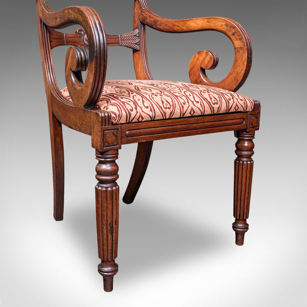 Pair of Antique Morning Room Elbow Chairs, English, Reception Seat, William IV