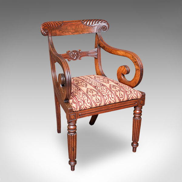 Pair of Antique Morning Room Elbow Chairs, English, Reception Seat, William IV