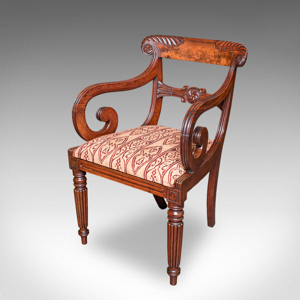 Pair of Antique Morning Room Elbow Chairs, English, Reception Seat, William IV