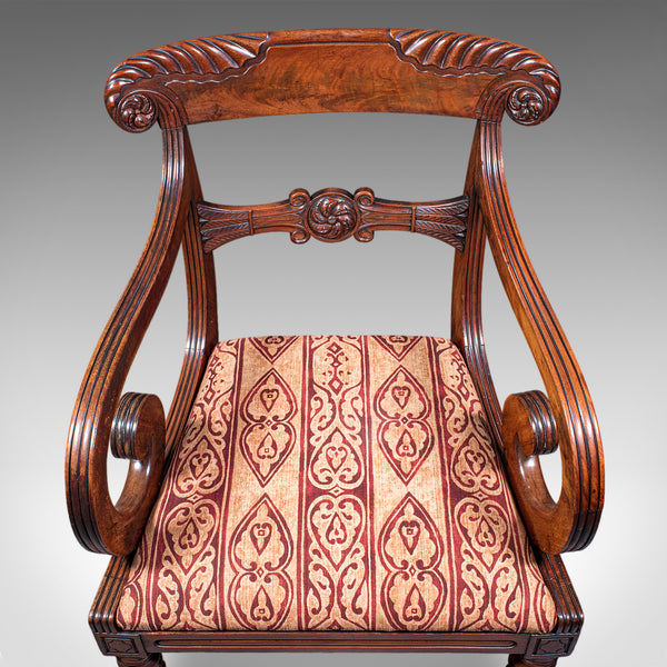 Pair of Antique Morning Room Elbow Chairs, English, Reception Seat, William IV