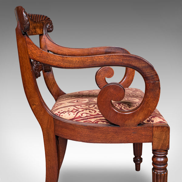 Pair of Antique Morning Room Elbow Chairs, English, Reception Seat, William IV