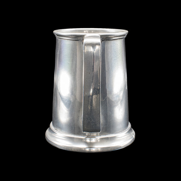 Vintage WWII Pint Tankard, English, Pewter, Drinking Jug, Glass Base, Maritime