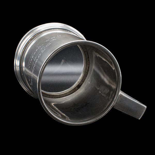 Vintage WWII Pint Tankard, English, Pewter, Drinking Jug, Glass Base, Maritime