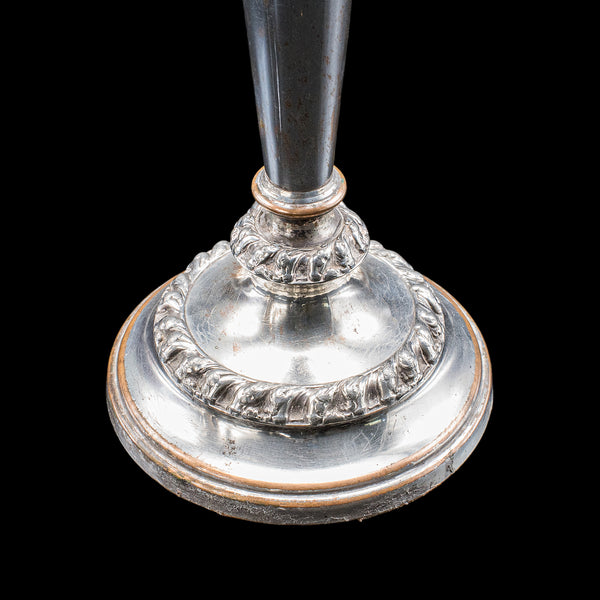 Pair of Antique Old Sheffield Plate Candlesticks, English Candle Nozzle, Regency