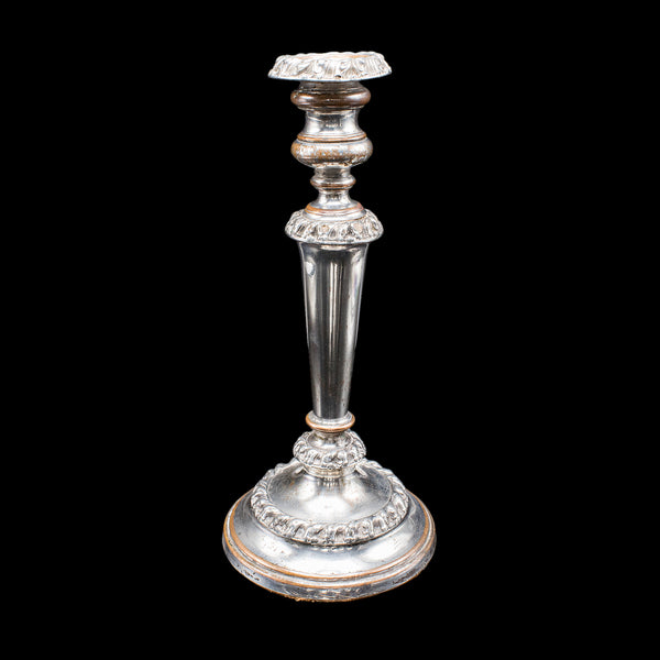 Pair of Antique Old Sheffield Plate Candlesticks, English Candle Nozzle, Regency