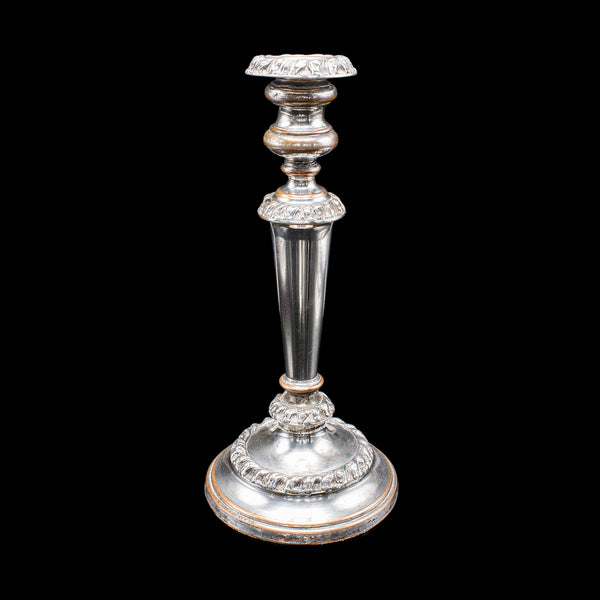 Pair of Antique Old Sheffield Plate Candlesticks, English Candle Nozzle, Regency