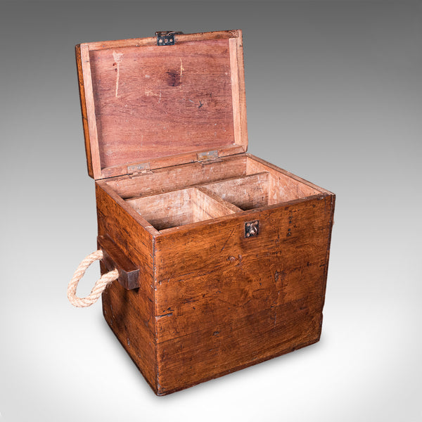 Antique Maritime Decanter Box, English, Walnut, Rum, Whiskey Storage, Georgian