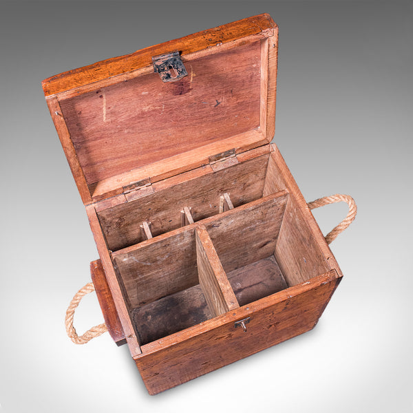 Antique Maritime Decanter Box, English, Walnut, Rum, Whiskey Storage, Georgian