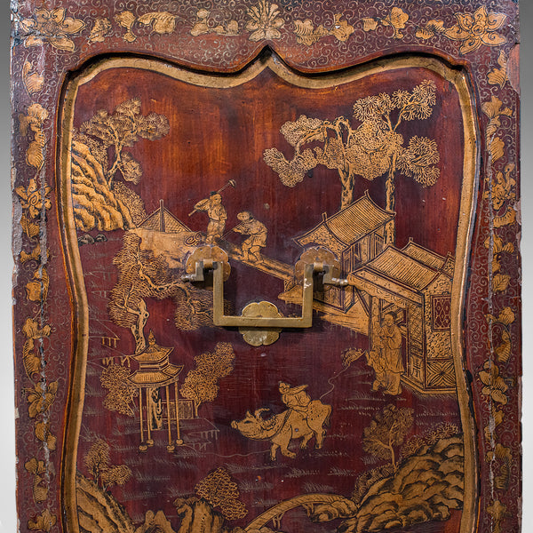 Antique Campaign Cabinet on Stand, Oriental, Chinoiserie, Cupboard, Victorian
