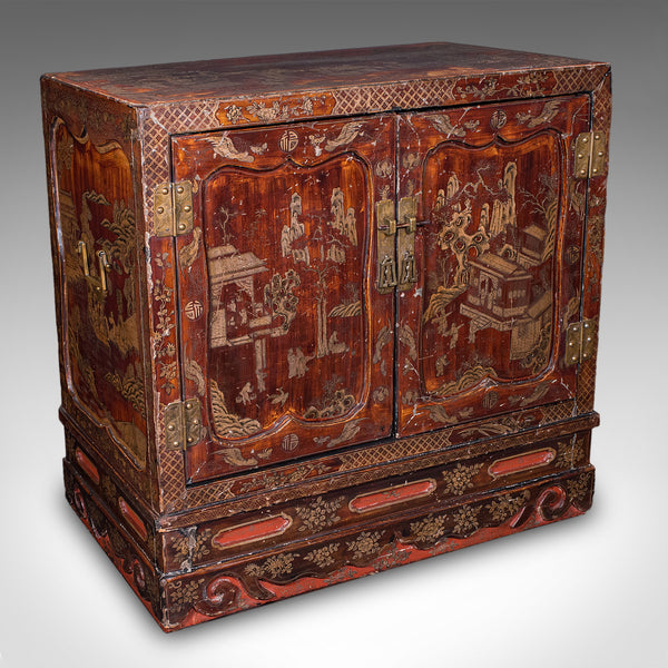 Antique Campaign Cabinet on Stand, Oriental, Chinoiserie, Cupboard, Victorian