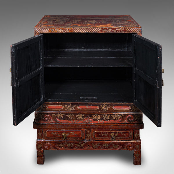 Antique Campaign Cabinet on Stand, Oriental, Chinoiserie, Cupboard, Victorian