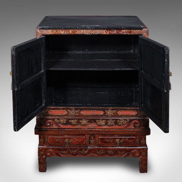 Antique Campaign Cabinet on Stand, Oriental, Chinoiserie, Cupboard, Victorian