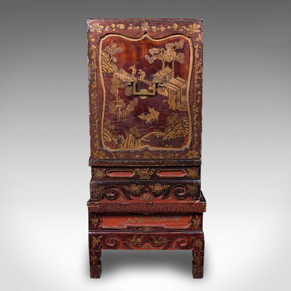 Antique Campaign Cabinet on Stand, Oriental, Chinoiserie, Cupboard, Victorian