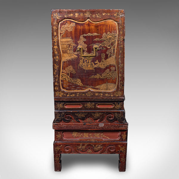 Antique Campaign Cabinet on Stand, Oriental, Chinoiserie, Cupboard, Victorian