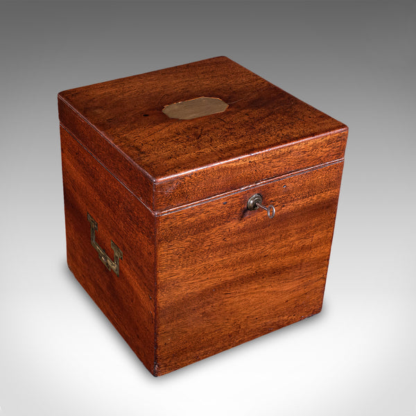 Antique Four Decanter Storage Box, English, Bottle Case, Bramah Lock, Georgian
