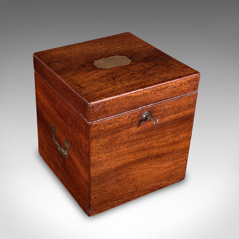 Antique Four Decanter Storage Box, English, Bottle Case, Bramah Lock, Georgian