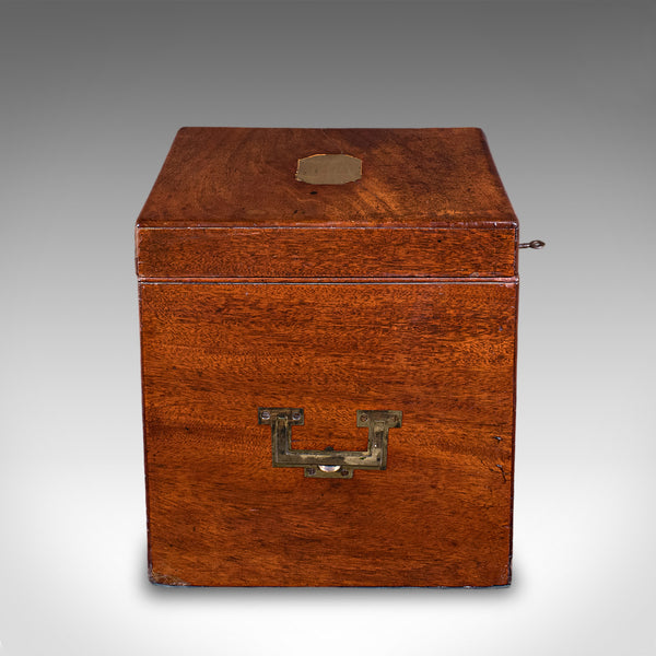 Antique Four Decanter Storage Box, English, Bottle Case, Bramah Lock, Georgian