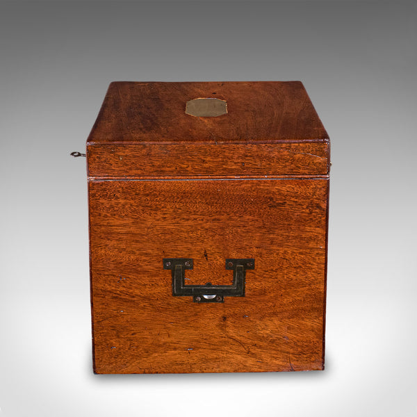 Antique Four Decanter Storage Box, English, Bottle Case, Bramah Lock, Georgian
