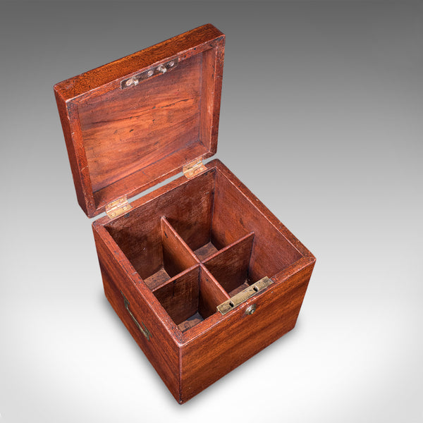 Antique Four Decanter Storage Box, English, Bottle Case, Bramah Lock, Georgian