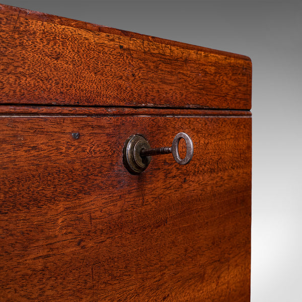 Antique Four Decanter Storage Box, English, Bottle Case, Bramah Lock, Georgian