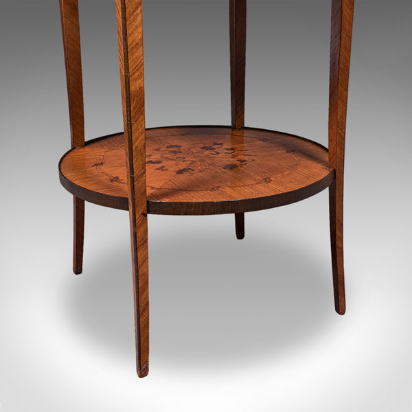 Antique Two Tier Occasional Table, French, Kingwood, Lamp, Jardiniere, Edwardian
