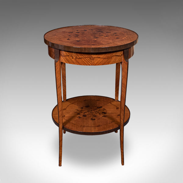 Antique Two Tier Occasional Table, French, Kingwood, Lamp, Jardiniere, Edwardian
