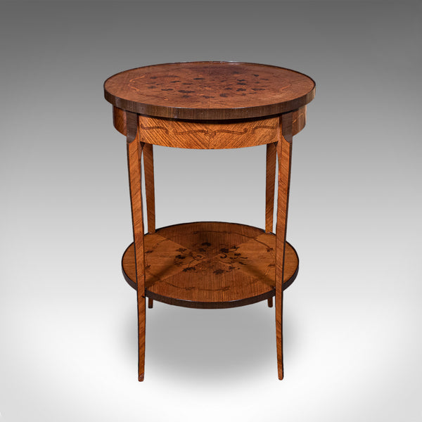 Antique Two Tier Occasional Table, French, Kingwood, Lamp, Jardiniere, Edwardian