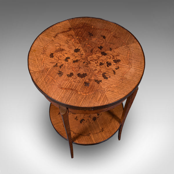 Antique Two Tier Occasional Table, French, Kingwood, Lamp, Jardiniere, Edwardian